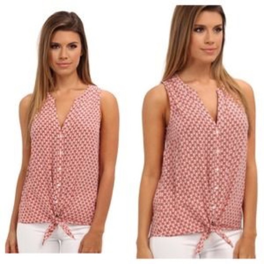 Joie Pink Percel Front Tie Blouse 100% Silk S